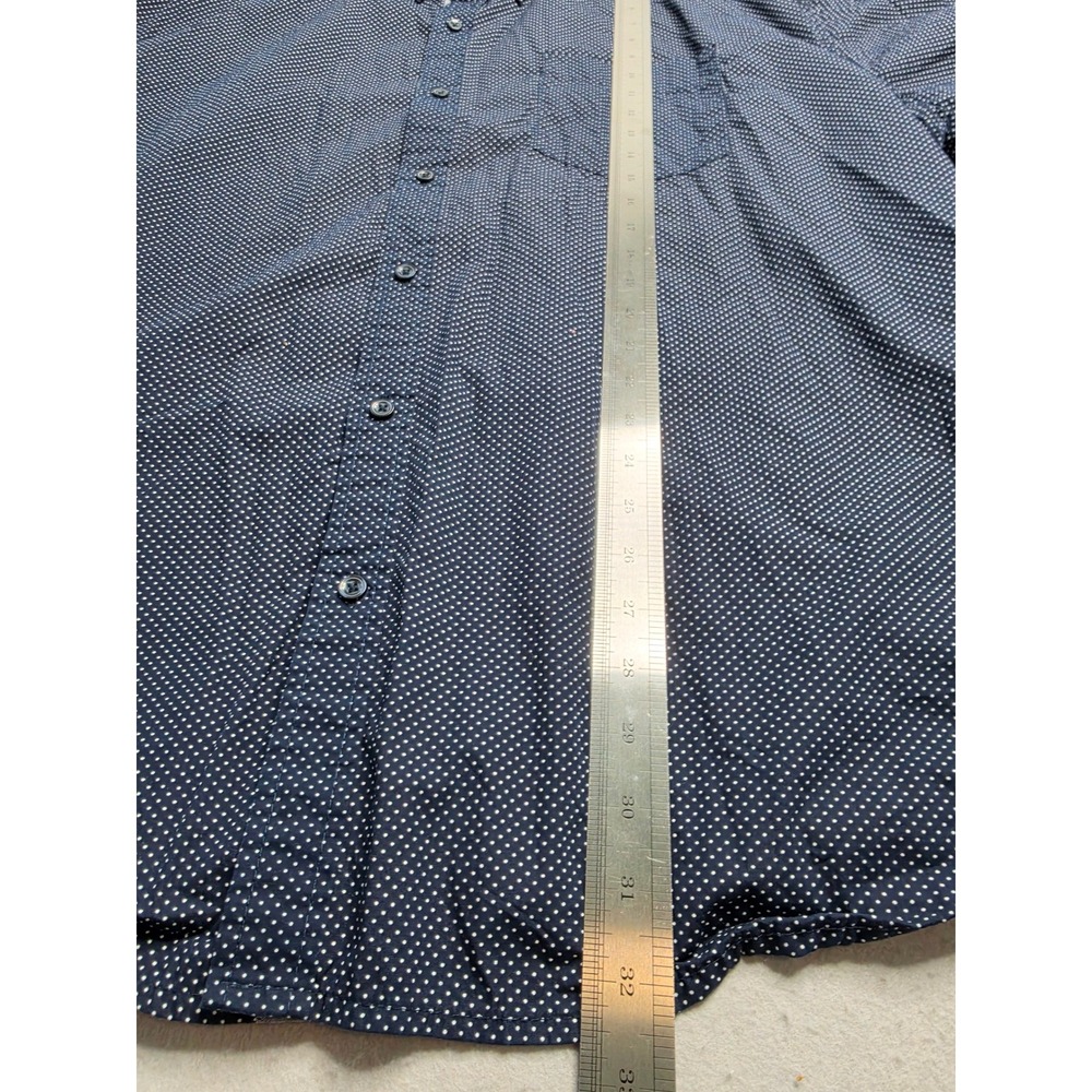 Monument Shirt Men's 4X Navy Blue Polka Dot 100% Cotton Button-Up Everyday Wear - Picture 5 of 7